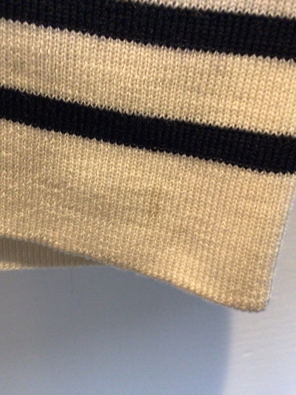 Saint James - Pure wool striped navy blue and cream quarter-zip sweater size 38 - Picture 7 of 16
